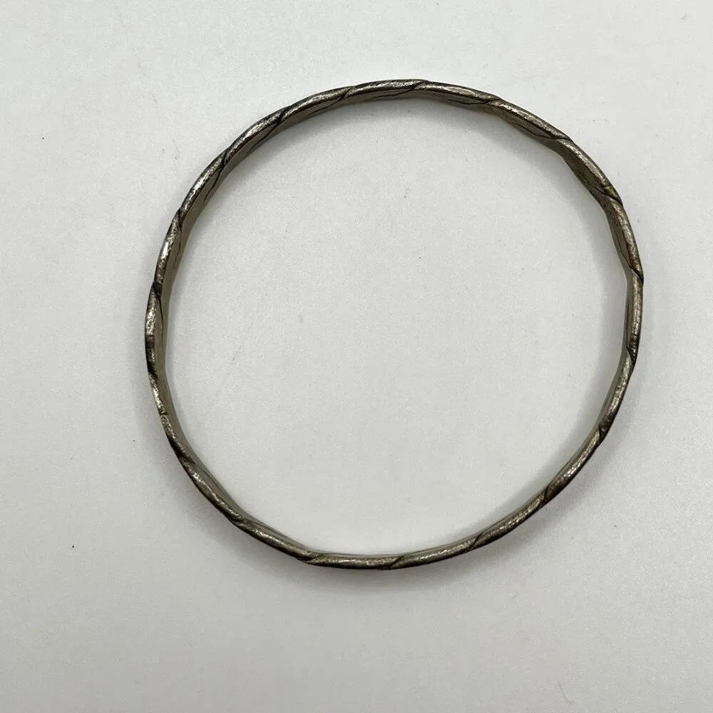 Vintage Mexico 800 Silver Twisted Rope Bangle Bracelet Stackable Western Unisex